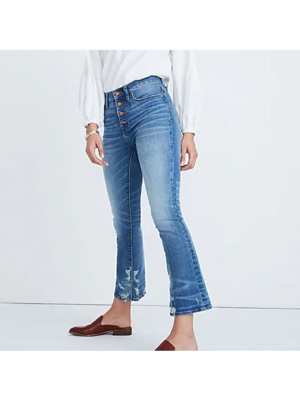 Madewell Cali Demi-Boot Jeans in Bess Wash: Button-Front Edition Size 26